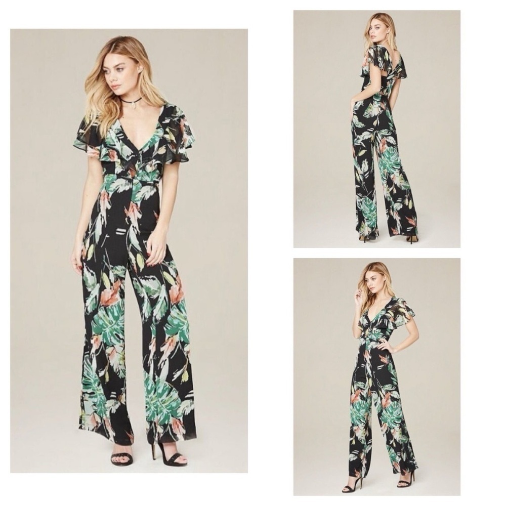 Adelyn Rae Flutter Sleeve Print Jumpsuit Size XS